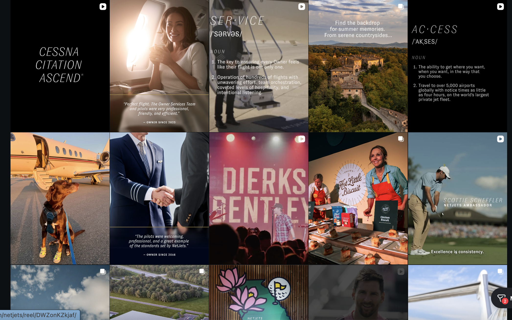 NetJets brand content